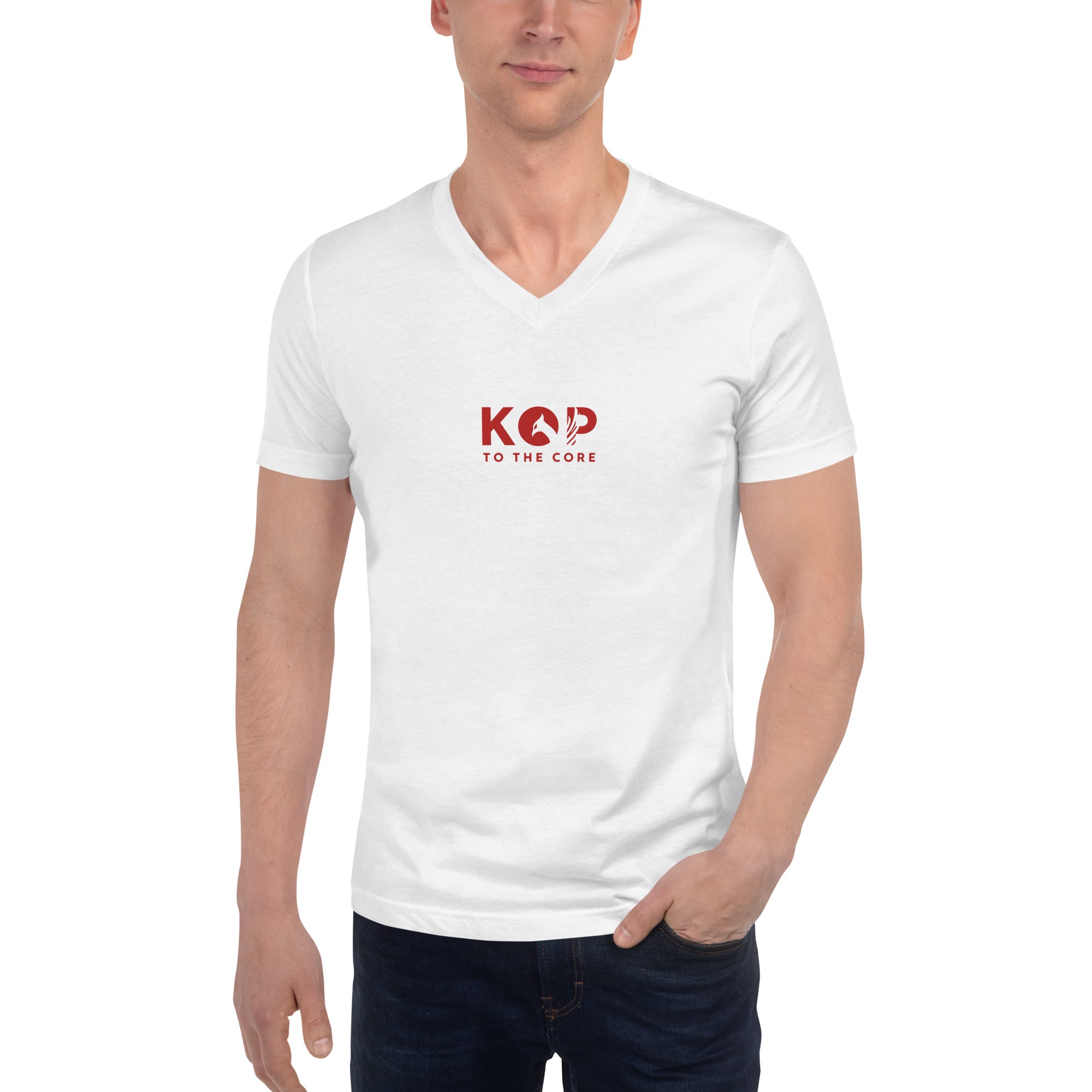 LFC Kop To The Core V-Neck T-Shirt-Prism and Ink